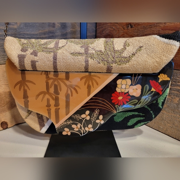 VTG Patricia Smith 1980 Needlepoint Moon Bag With Handpainted Lacquered Flap - Picture 8 of 15